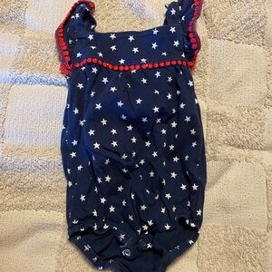 Carter's Dark Blue 4th of July Romper with White Stars